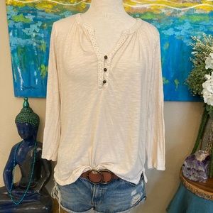 Ultra soft Henley top / blouse, made by designer, lucky brand, size XL.